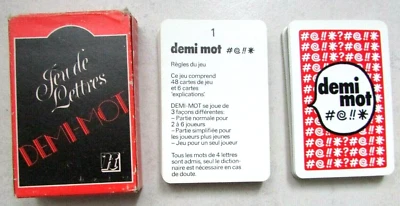 Jeu de lettres Demi-Mot Waddingtons Games Angleterre 48 cartes + 6 cartes règles - Image 1 of 4