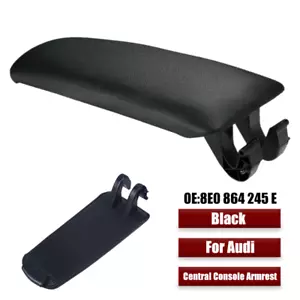 Black ABS Leather Central Console Armrest Cover For Audi A4 B6 B7 2002-2007 - Picture 1 of 8