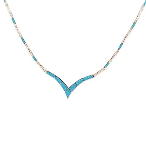 Collar de plata esterlina 925 ópalo azul con llave griega meandro - Imagen 1 de 6