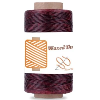  Hilo encerado 284 yardas, cable de hilo encerado de costura de cuero, rojo azufaifo 150D Foto 1 de 4