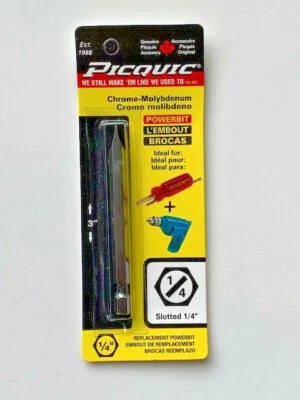 PICQUIC Powerbit - 1/4" Slotted Screwdriver Bit - 3" x 1/4" Hex - Image 1 of 2
