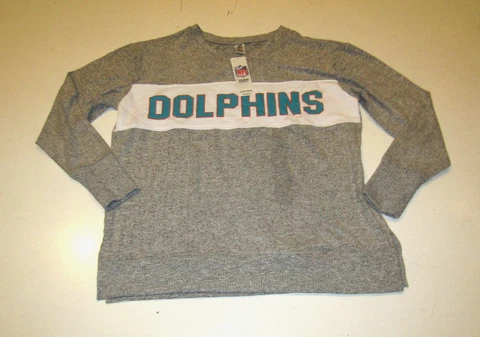 NWT Womens NFL MIAMI DOLPHINS Heather Gray White Pullover Sweater Size XXL Cover