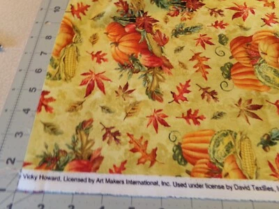 1 YD X 44" VINTAGE FALL HARVEST PUMPKINS SQUASH CORN PLUS by DAVID TEXTILE #6753 - Image 1 of 4