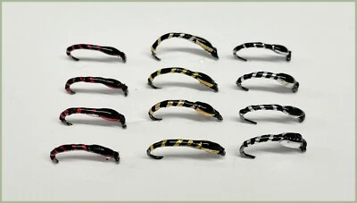 TROUTFLIES UK BARBLESS Crisp Packet Buzzer, 12 Fliegen zum Forellenangeln, 3 Farben, Größe 10/12