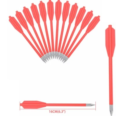 12PCS Red Miniature Crossbow Bolts Arrow Plastic Body with Sharp Metal Point Tip - Image 1 of 4