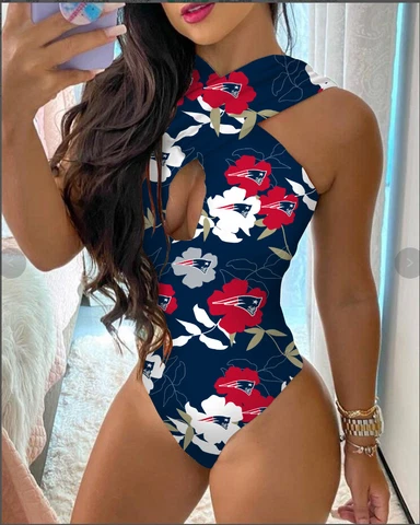 New England Patriots Sexy Bikini Swimsuit Hollow-out Criss Cross Bathing Set Cover