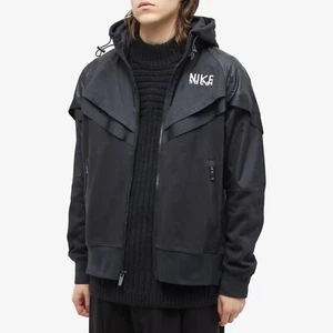Mens Nike X Sacai Windrunner Full Zip Hoodie Jacket Black White Various Sizes - Picture 1 of 11