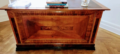 Biedermeier Walnut Writing Desk with Inlay Cover