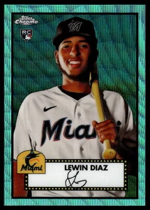 2021 Topps Chrome Platinum Anniversary Lewin Diaz Aqua Wave Refractor #50 - Bild 1 von 2