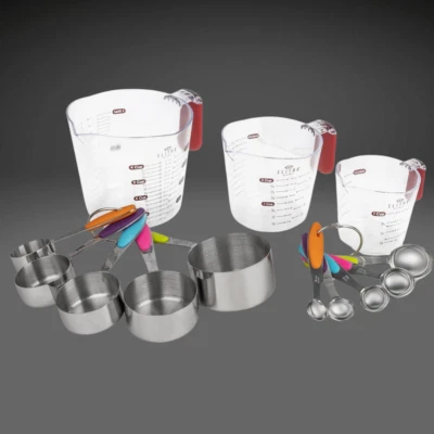 Juego de 13 tazas y cucharas medidoras ELITRA HOME, acero inoxidable Foto 1 de 4