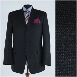 Mens HUGO BOSS Sport Coat 44R US Size Check Dark Brown Wool Blazer Jacket - Picture 1 of 15