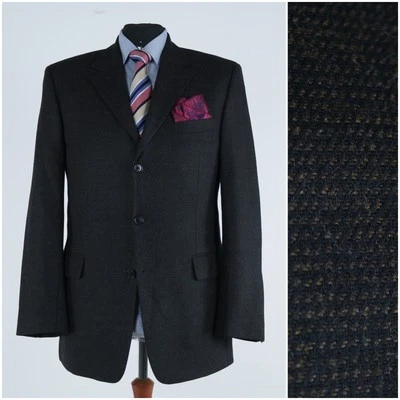 Mens HUGO BOSS Sport Coat 44R US Size Check Dark Brown Wool Blazer Jacket - Image 1 of 4