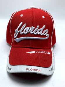 Gorra de béisbol Florida bordada roja con escritura blanca gorra ajustable con tirantes - Imagen 1 de 7