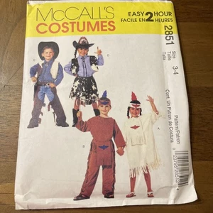 McCalls Costume Pattern 2851 Little Boys & Girls Cowboy/Cowgirl & More  Sz 3-4 - Picture 1 of 2