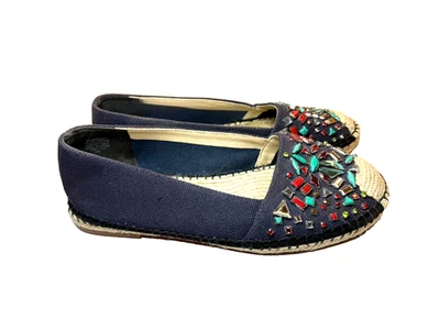 Brian Atwood Hardesty Pepita Crystal Jewel Espadrille 7.5Lux Canvas Flat Cosplay - Image 1 of 4