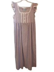 Laura Ashley Vtg Deadstock Nightgown Size M Pink Floral Cotton Trad Wife Prairie - Picture 1 of 10