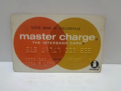 Tarjeta de crédito vintage 1980 State Bank of Collinsville "Master Charge". Foto 1 de 2