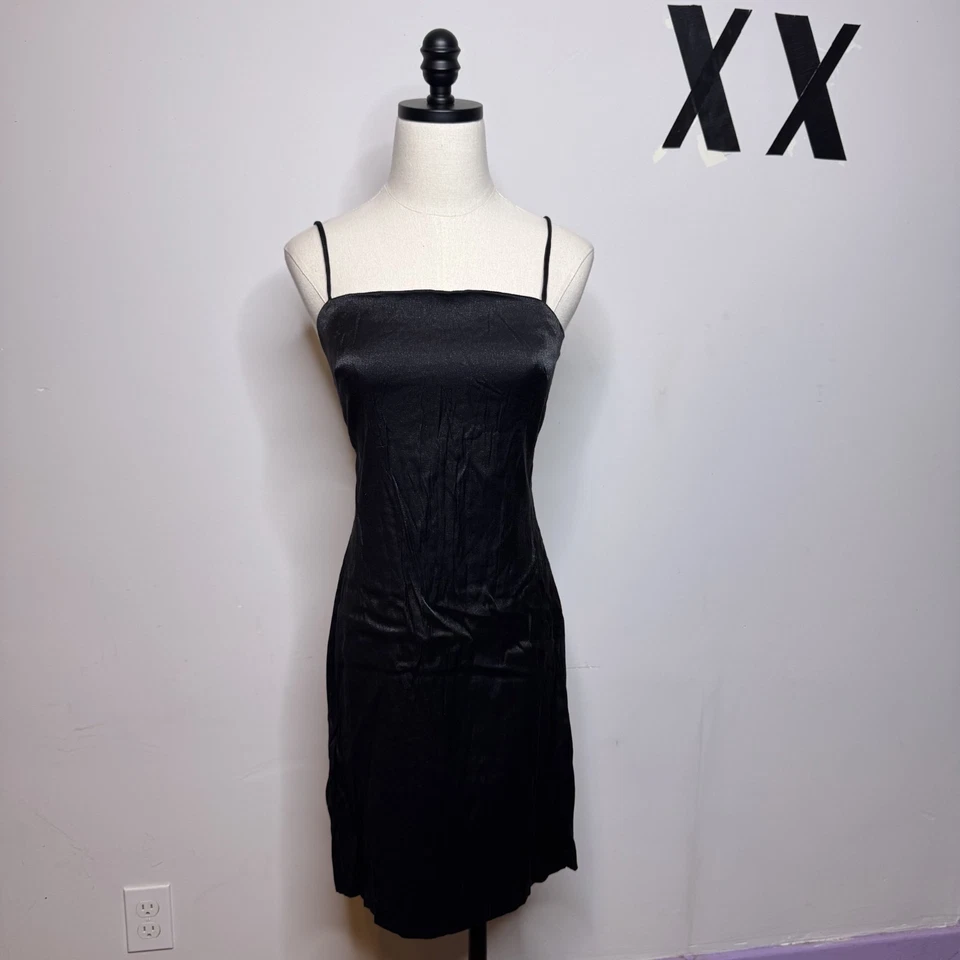 Vintage 90s Black Babydoll Square Neck Slip Dress Fairy Whimsygoth Club Prom 11 - Image 1 of 4