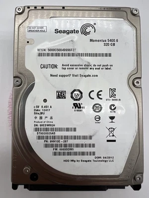 Seagate ST9320325AS 320GB 2.5" SATA HDD 5400RPM FW:0003SDM1 Laptop Hard Drive - Image 1 of 4