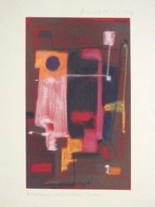 Composición abstracta rojo - Rogler firmado - dibujo a mano tiza - 1957 - Imagen 1 de 5