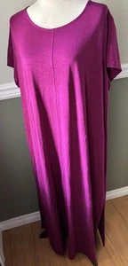 NWT J Jill Maxi Dress 2X Elevated Maxi T-shirt Dress Dewberry Plum Short Sleeeve - Picture 1 of 6