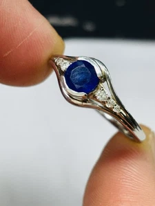 Ring Silber, Saphir und Diamanten oder Zirkon UK Größe S nie getragen - Bild 1 von 5