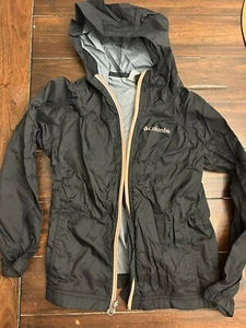 Girls Columbia Rain Jacket XS Lightweight Black And Pink Extra Small 6/6x - Picture 1 of 6