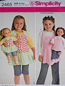 Mädchen und 18 Zoll Puppen passende Schürzen Schnittmuster Simplicity 2465 - Bild 1 von 2