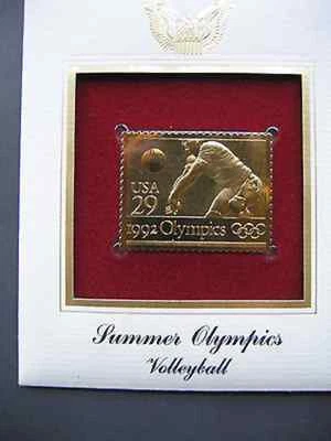 1992 Summer Olympics Volleyball Gold Golden Cover Replica FDC Stamp - Image 1 of 2