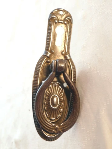 Antique Georgian Style Cast Iron Swing Drop Door Handle +Escutcheon Reclaimed Cover