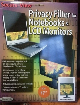 Kanteck Secure View Notebook LCD Privacy Filter, Fits 17" LCD Monitors - Image 1 of 2