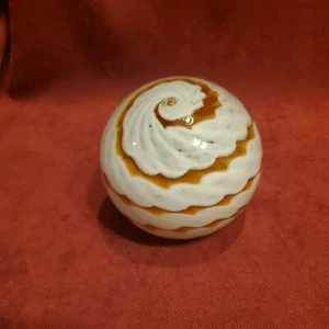 Glass Swirl Round Ball Paperweight 2 lbs 10 oz, 4" Dia Brown White Coffee/6a - Picture 1 of 5