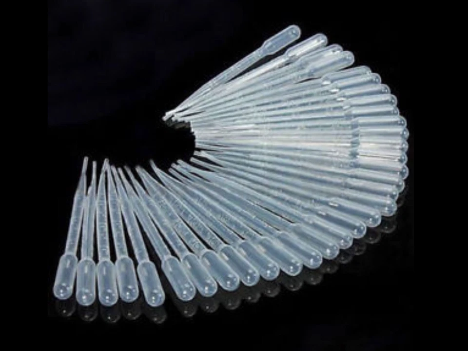 50 x 3ml PLASTIC PIPETTE 6” LONG DECANT BODY GLUE GRADUATED PIPPETTE - Image 1 of 1