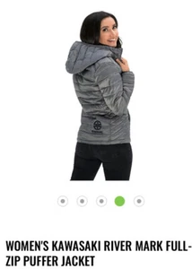 Kawasaki Ladies Puffer Jacket KRX KX Ninja Vulcan Removable Hood Rivermark Logo - Picture 1 of 5