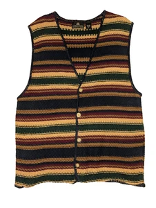 Vintage STRUCTURE Cardigan Knit Sweater Vest Men's XL Multicolor Stripes EUC Y2K - Picture 1 of 7