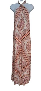 Forever 21 Women M Twist Halter Maxi Dress Cream Boho Coastal Balearic Beach New - Picture 1 of 11