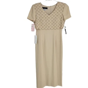 Vintage Donna Morgan Kleid Gr. 4P Deadstock Neu mit Etikett Perlen ruhig Luxus Anlass Kleidung - Bild 1 von 4