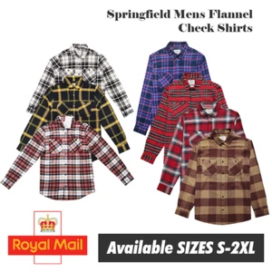 Springfield Mens Lumberjack Flannel Cotton Shirts Long Sleeve Work Casual S-2XL - Picture 1 of 50