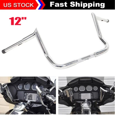 1.25"12" Rise Hanger Bars Handlebar For Harley Softail Sportster Dyna Wide Glide Foto 1 de 4