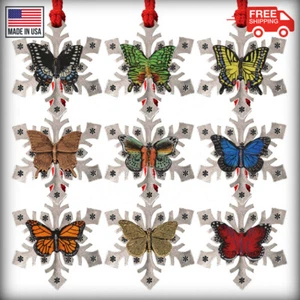 Adornos de Navidad de copo de nieve de mariposa Monarca y cola de golondrina, hechos en EE. UU. - Imagen 1 de 19