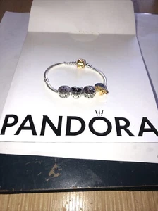 Stunning Pandora 925 Sterling Silver 16 cm Bracelet & 4 Charms Disney:see Photos - Picture 1 of 5