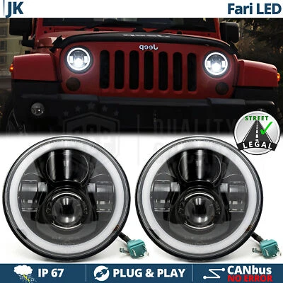 QSPC FARI Full LED Per JEEP WRANGLER JK Angel Eyes DRL Luce Bianca 6500K OMOLOGATI