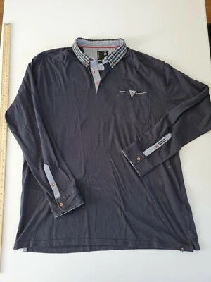 Mens Jersey Split star Size XL Long Sleeve Collard Button Neck Blue 5936 - Image 1 of 4