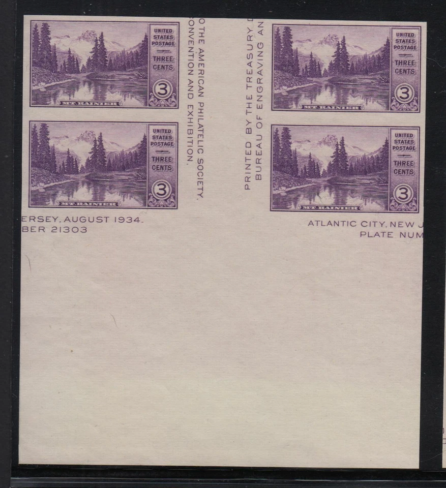 1934 Mt. Rainier Sc 770 Farley Parks vertical gutter block NGAI - Image 1 of 1