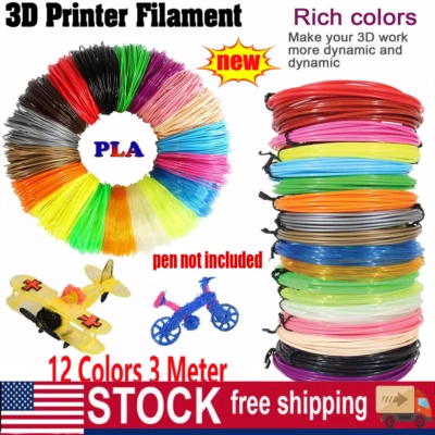 3D Pen Filament 323 Feet (12  Colors), 3D Printing Pen Refills PLA Filament - Image 1 of 4