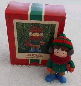 Vintage 1987 Hallmark Keepsake Let it Snow Handcrafted Ornament Christmas  - Picture 1 of 6