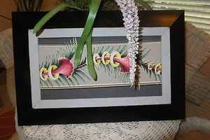30's Barkcloth Nubby Modern Florida bungelow type art picture framed - Picture 1 of 11