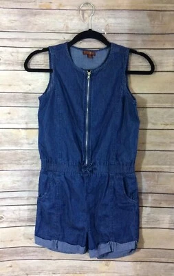 Bermuda Romper 7 For All Mankind Girls Chambray Sem Mangas, Tamanho Grande. - Imagem 1 de 3