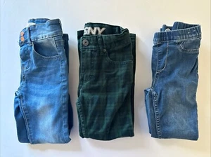 Girl's Jeans Size 6 Denim Jegging, Color Plaid Green and Regular Pants Lot of 3 - Picture 1 of 13