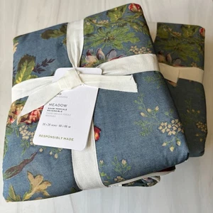 (2) NEW Pottery Barn Meadow Floral Reversible Percale Euro Shams 26X26" New - Picture 1 of 6